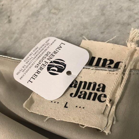 Savanna Jane Dress Womens Large Silver Metallic Embroidered Boho Lauren Ferrell - Picture 7 of 11